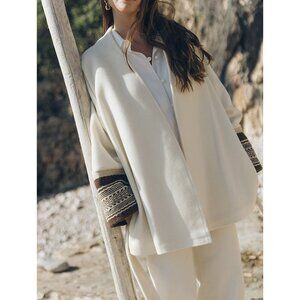 Benedita Formosinho Selenite Coat Wool Kimono Robe Belt Blanket Sleeves One Size